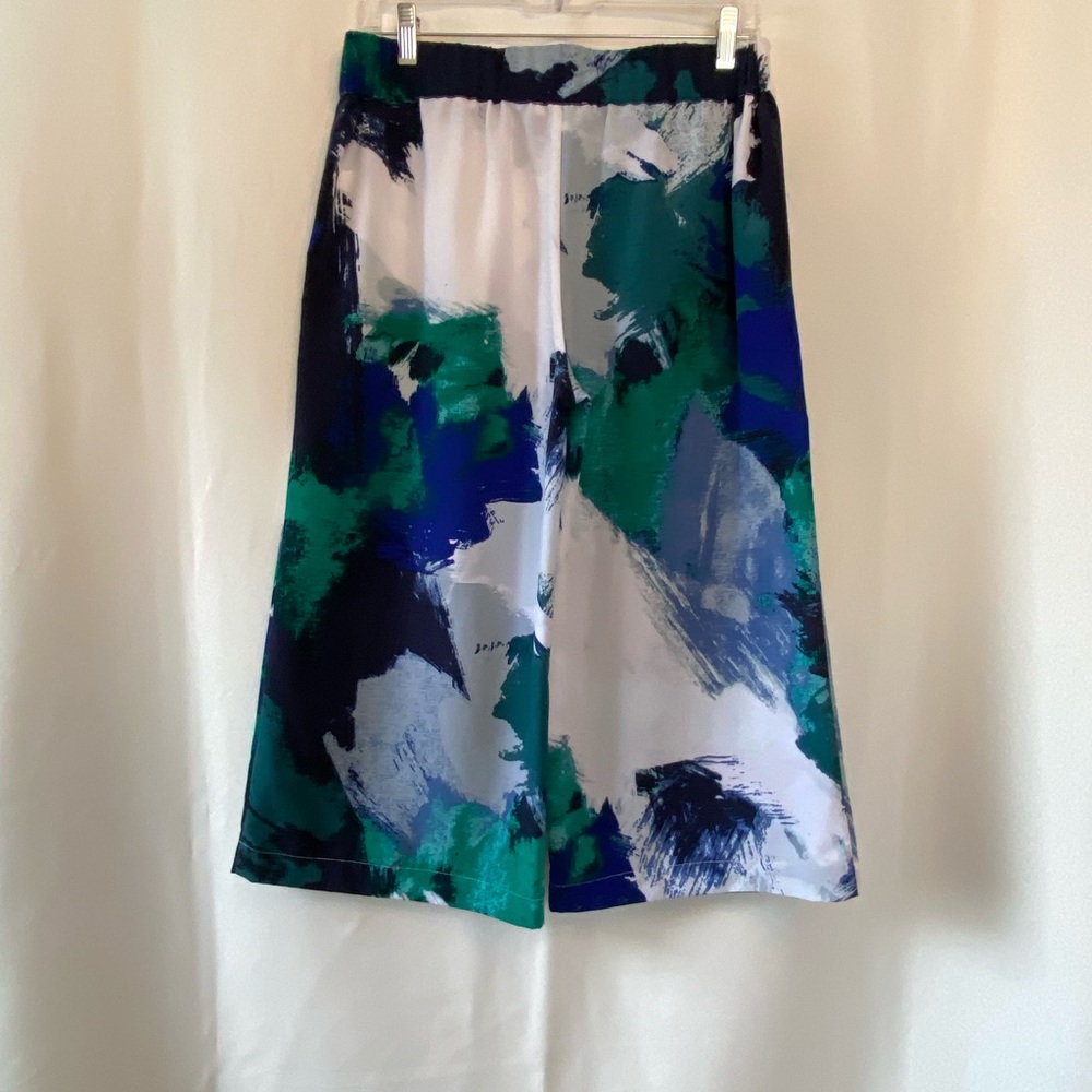 H by Halston Womens Pull On Wide Leg Culottes Medium Abstract Boho Crepe Spring - Picture 4 of 11